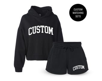 Custom Hoodie Short Set Printed Lounge Set, Custom Matching Set Girl Trip, Bachelorette Matching Short Set for Team Hoodie Set for Bride