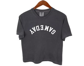 Game Day Crop Upside Down Gameday Tee  Football Shirt for Tailgate Shirt Game Crop for Football Crop Top Shirt Custom Team Color Crop Top