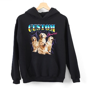 Dog Picture Custom Hoodie Vintage 90s Bootleg Picture Sweatshirt Retro Dog Photo Collage Hoodie Pet Shirt Custom 90s Retro Graphic Hoodie