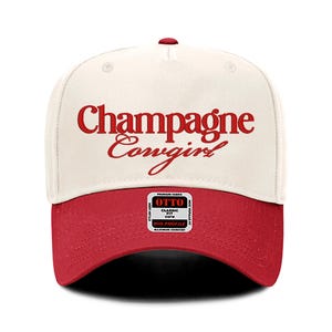Sombrero champán rojo de dos tonos, gorra vaquera bordada estilo western, gorra de camionero para conciertos, gorra vaquera de dos tonos estilo western con cierre a presión estilo cowboy champán.