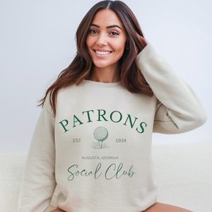Patrons Augusta Golf Sweatshirt Augusta Georgia Sweatshirt dla fana golfa Prezent dla miłośnika golfa Patrons Social Club Bluza z okrągłym dekoltem na turniej golfowy