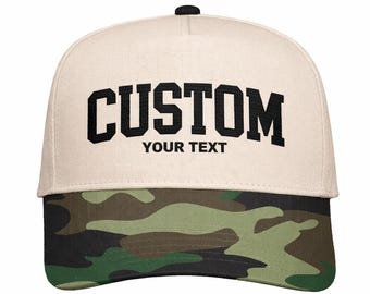 Camo Hat Custom Embroidered Two Tone Camo Hat Hat Vintage Trucker Custom Hat Western Snapback Hat Unisex, Camouflage Company Logo Hat Custom