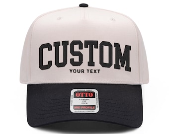 Custom Two Tone Hat Embroidered Hat Five Panel Two Tone Custom Hat Western Snapback Hat Unisex Custom Trendy Two Tone Hat Natural Red Hat