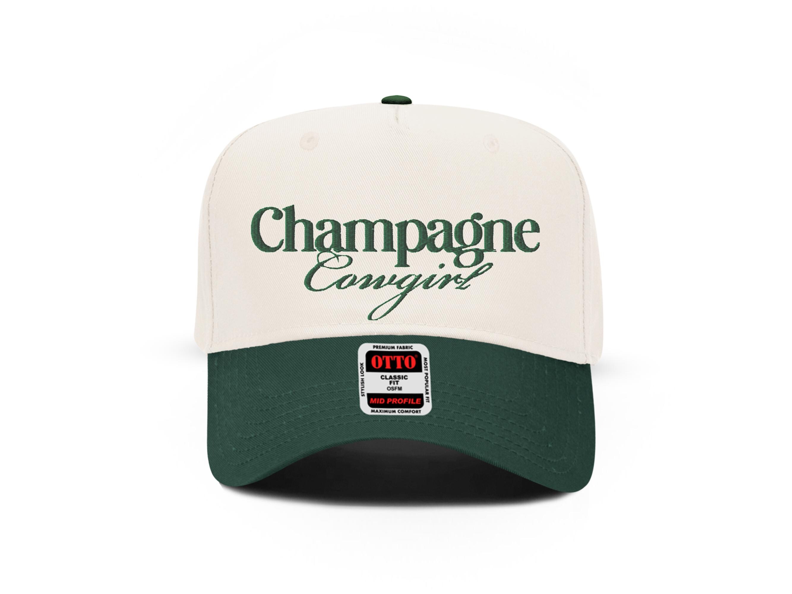 Champagne Cowgirl Embroidered Cap in Cream and Green Baseball Style Hat NWT Champagne Hat Green Two Tone Hat Western Embroidered Cowgirl  main image 4