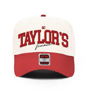 Taylor&#39;s Fiancé Hat Embroidered Red Two Tone Hat Taylor Hat for Football Go Taylor&#39;s Boyfriend Merch Taylor and Travis Hat Chief Fan Hat