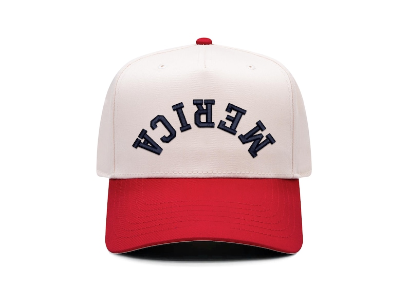 America Hat Upside Down Hat 250th Anniversary Patriotic Hat 4th of July Trucker Hat for Summer Vintage Merica Trucker Hat Unisex Rodeo Hat Red / Natural