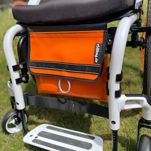 Große "orange" Rollstuhltasche - Rollstuhlzubehör, Rollator, rollibag.de