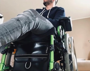 Wheelchair Bag Flat, Black, Secure Everything in Front, Made of