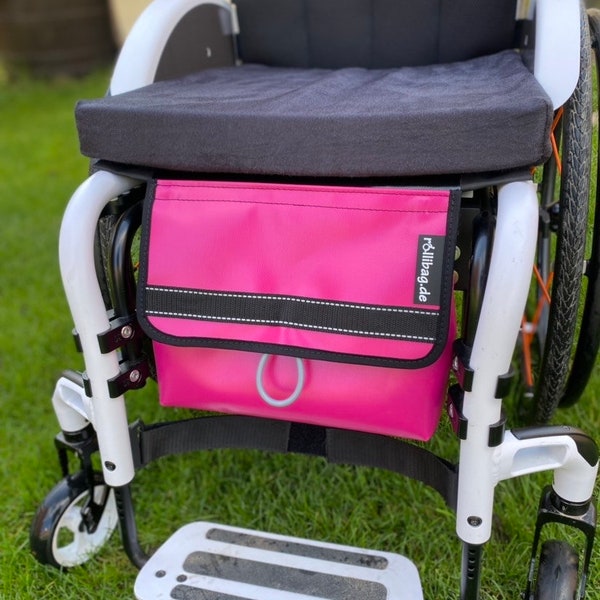 pink/schwarz—Rollstuhltasche -Fronttasche —BIG volume- mit 2 Systeme zum befestigen der rollibag.de
