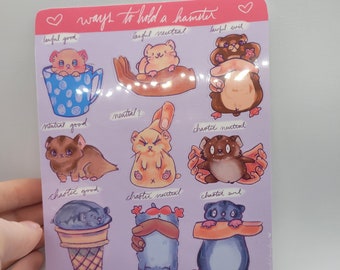 Ways to Hold A Hamster Sticker: Waterproof Vinyl Decal