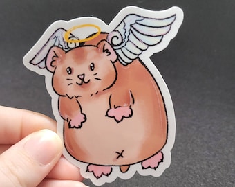 Angel Hamster - Glossy Laminated Sticker - Dishwasher Safe - Bumper Sticker - Kawaii Stationery