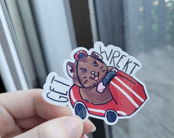 Get Wrecked Hamster - Glossy Laminated Sticker - Dishwasher Safe - Bumper Sticker - Kawaii Stationery