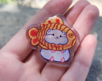 Taiyaki Hamster Acrylic Pin|| Cute Kawaii Hamster Stuff