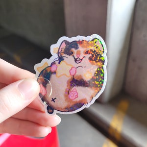 Star Hamster||Glossy Laminated Sticker||Dishwasher Safe||Bumper Sticker|| Kawaii Stationery
