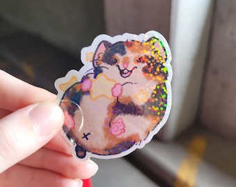 Star Hamster||Glossy Laminated Sticker||Dishwasher Safe||Bumper Sticker|| Kawaii Stationery