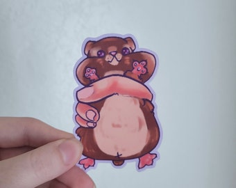 Cute Hamster Sticker Waterproof Vinyl Laminated Decal for Bumpers, Laptop sticker, water bottle sticker