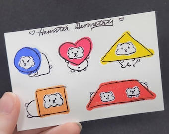 Hamster Geometry Sticker Sheet - Kawaii Matte - Bujo Planner Stickers