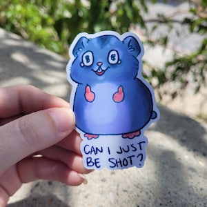 Sad Hamster ||Glossy Laminated Sticker|| Dishwasher Safe||Bumper Sticker||Kawaii Stationery