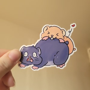 Biting Hamster ||Glossy Laminated Sticker|| Dishwasher Safe||Bumper Sticker||Kawaii Stationery
