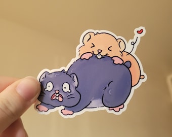 Biting Hamster ||Glossy Laminated Sticker|| Dishwasher Safe||Bumper Sticker||Kawaii Stationery