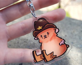 Cowboy Hamster Keychain||Cute Kawaii Keychain||Double Sided