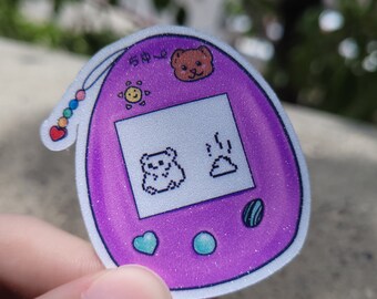 Digital Pet Hamster||Glitter Laminated Sticker||Dishwasher Safe||Bumper Sticker||Kawaii Stationery