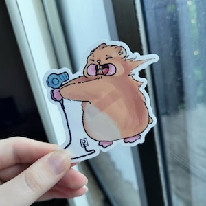 Hairdryer Hamster||Waterproof Vinyl Laminated Decal for Bumpers|| Laptop sticker||water bottle sticker