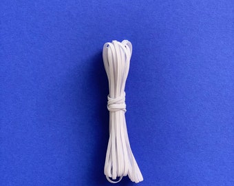 5 meters rubber band, 3 mm, flat, white, suitable for making masks