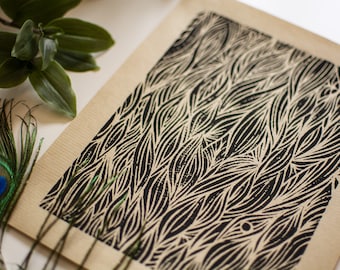 Linogravure "Darreh-Shuri " - Impression format A5 encre noire/blanche sur papier kraft