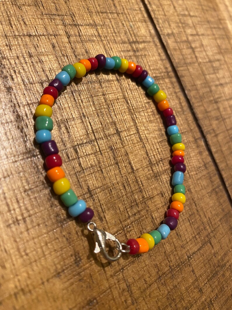Rainbow Glass Seed Beaded Bracelet