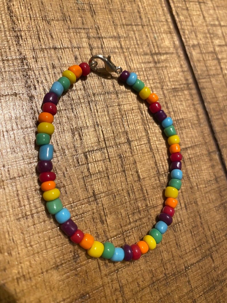 Rainbow Glass Seed Beaded Bracelet