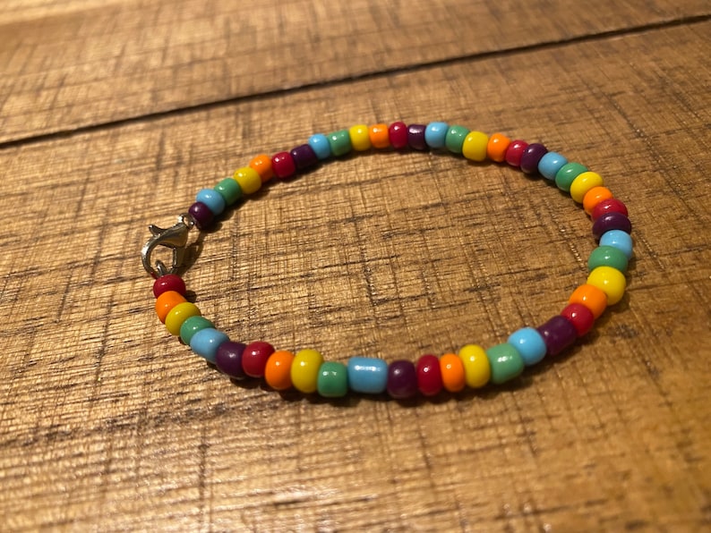Rainbow Glass Seed Beaded Bracelet