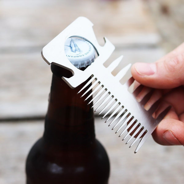 Wallet Comb - Doubles as a stainless bottle opener