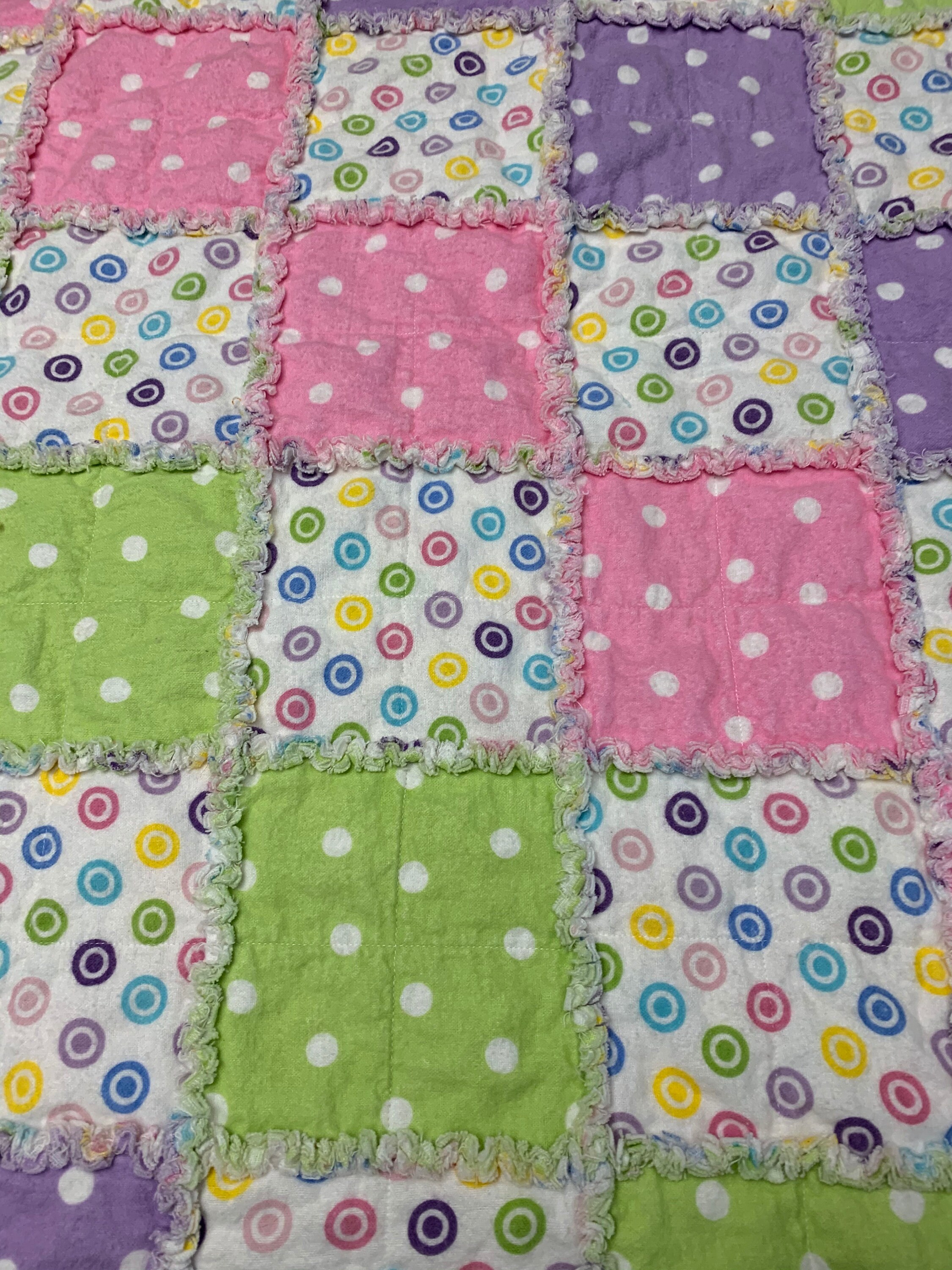 Polka Dots and More Dots Rag Quilt Baby Blanket Medium Size Etsy