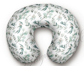 Minky Nursing Pillow Cover: Eucalyptus Print, Gender Neutral