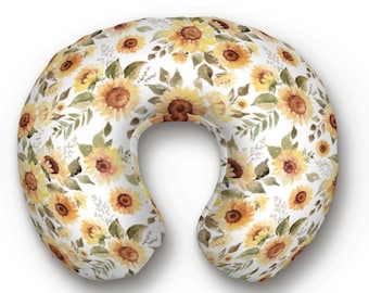 Sunflower Floral Nursing Pillow Cover, Baby Girl Breastfeeding Pillow Cover