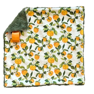Oranges Lovey Blanket, Minky Lovie, Clementine Baby Lovey, Personalized Baby Gift