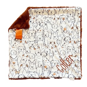 Personalized Dog Lovey Blanket, Minky Security Blanket, Dogs Lovie