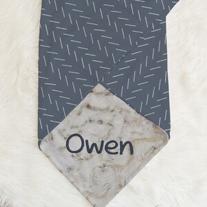Personalized Baby Blanket, Baby Boy Gift,  Blue Chevron Minky Blanket