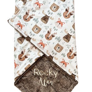 Woodland Animals Baby Blanket, Minky Blanket for Infants, Forest Animals Nursery