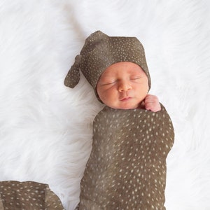 Fawn Baby Swaddle Blanket, Baby Deer Newborn Wrap