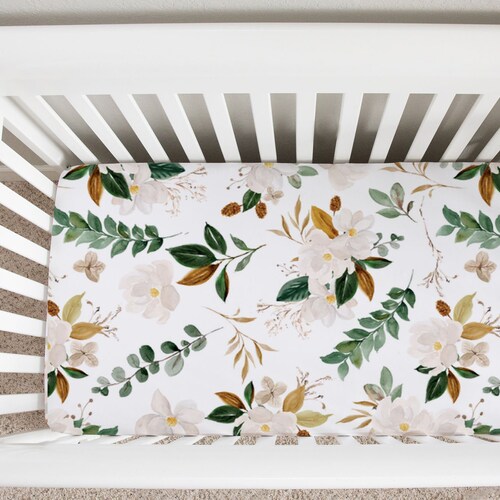 Crib Sheets Magnolia Baby Crib Sheet Floral Nursery Bedding Etsy