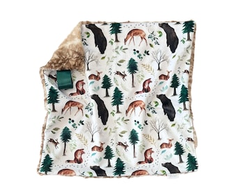 Animal Lovey Blanket, Minky Lovey for Babies, Security Blanket, Personalized Baby Gift