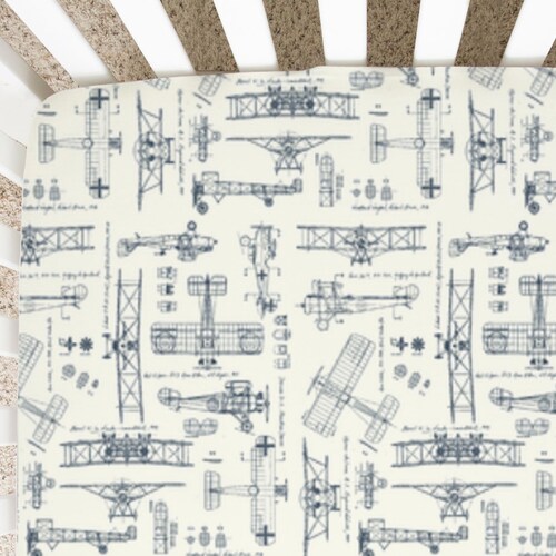 Vintage Aircraft Baby Crib Sheet Aviation Changing Pad Cover Etsy