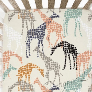 Giraffe Baby Crib Sheet, Changing Pad Cover, African Safari Baby Nursery