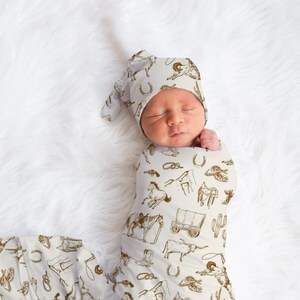 Western Swaddle Blanket,  Newborn Swaddle Set,  Cowboy Baby Blanket