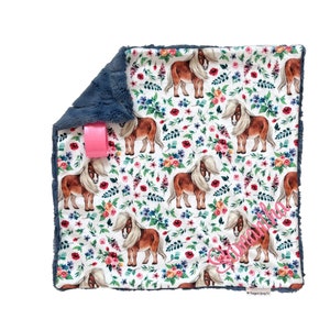 Pony Lovey Blanket, Minky Lovey for babies, Security Blanket, Lovey for Baby Girl,