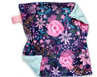 Floral Lovey Blanket, Lovey for babies, Security Blanket, Lovie Blanket, Personalized Gift for Baby Girl