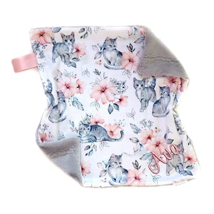 Lovey Blanket, Cats Lovey for Babies, Kitten Minky Security Blanket, Car Seat Blanket