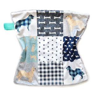 Golden Retriever Lovey Blanket, Minky Lovey for babies, Dog Lovie Security Blanket